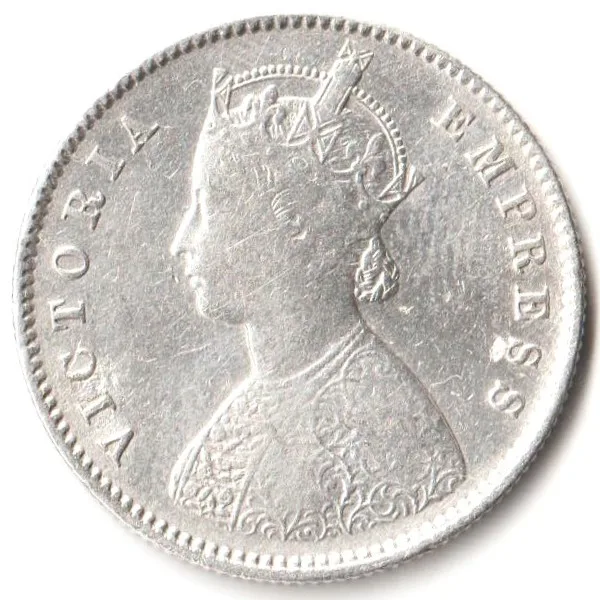 Half Rupee 1899 Calcutta Mint Victoria Empress Scare Collectible British India Silver Coin