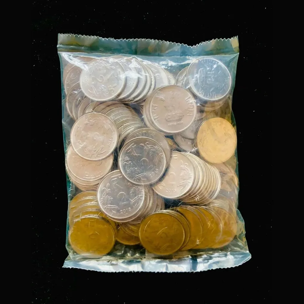 Re 1 RBI Seal 100 Coin Pouch 2017 Noida Mint Top Luster Diamond Mark Definitive Issue