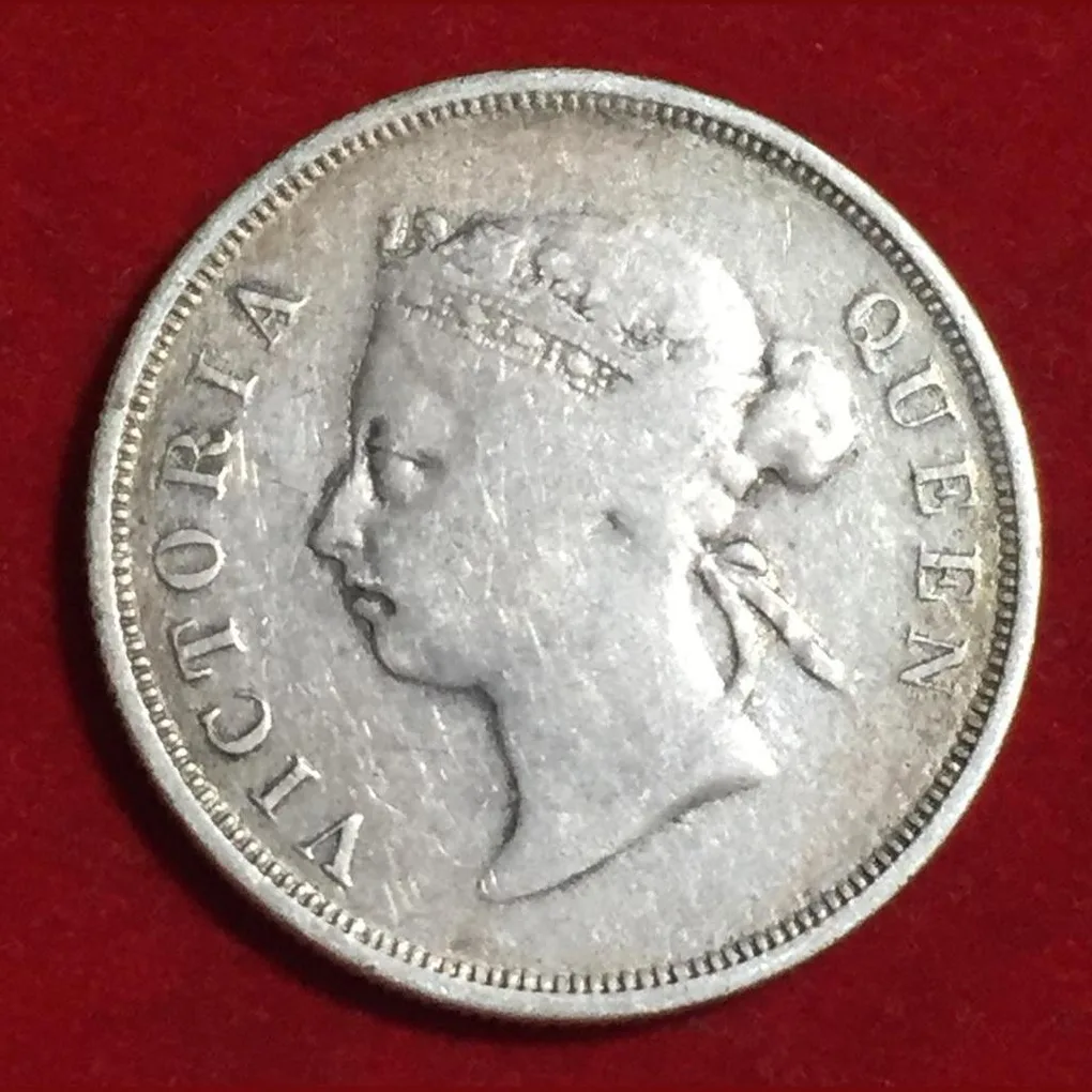 1898 Straits Settlement , British malaysia 50 cent Victoria Silver Very Rare Coin # o-2