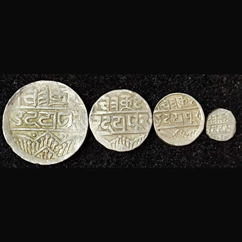 Princely state of Mewar Udaipur {Crood) Type Silver 4 pcs set Rare coins