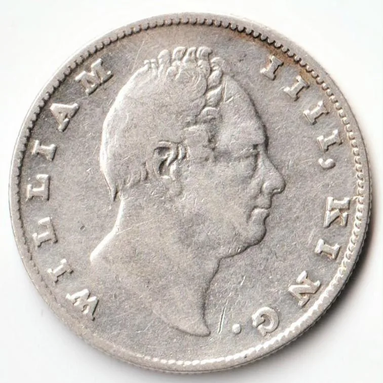 Rare Plain Neck One Rupee 1835 Silver Coin of King William iiii British India Coinage
