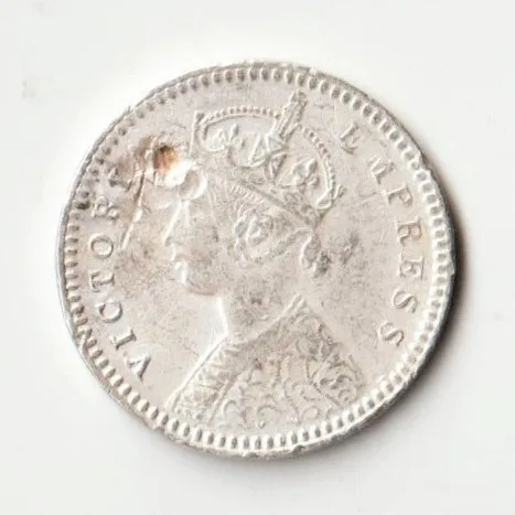 Very Rare Two Anna 1892 Victoria Empress Silver Coin of British India Coinage