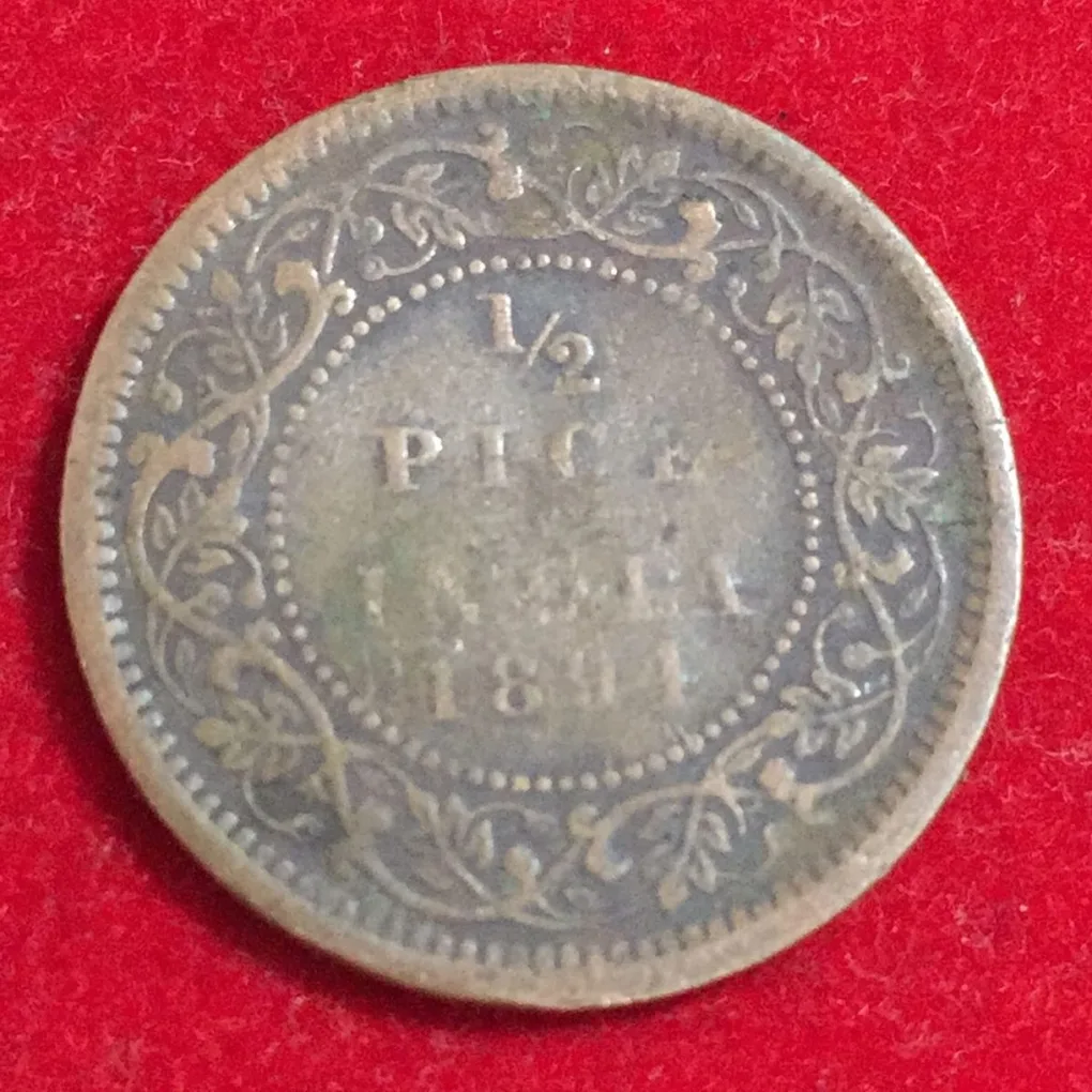 1894 India - British ½ Pice - Victoria EM Press Rare Coin #Z-108