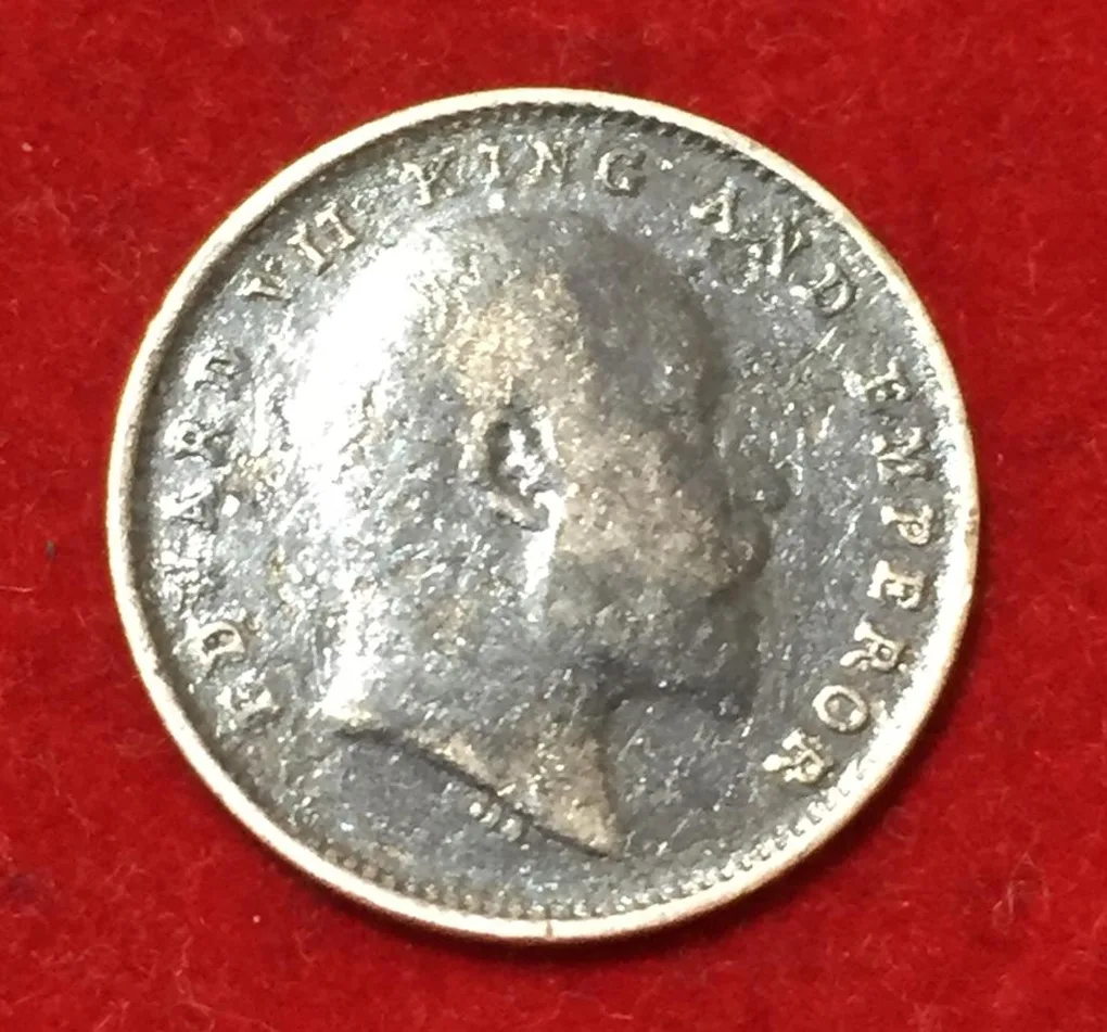 1910 India - British 2 Annas - Edward VII Rare Coin Lowest Price #N50