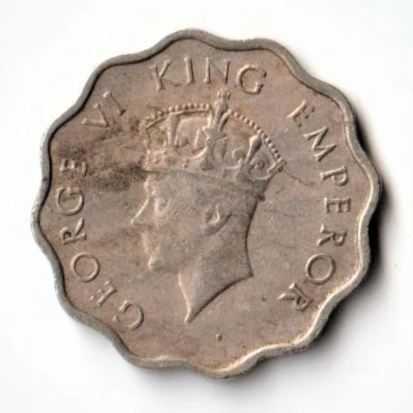 Rare One Anna 1939 Bombay Mint Copper-Nickel Coin of King George VI British India Coinage