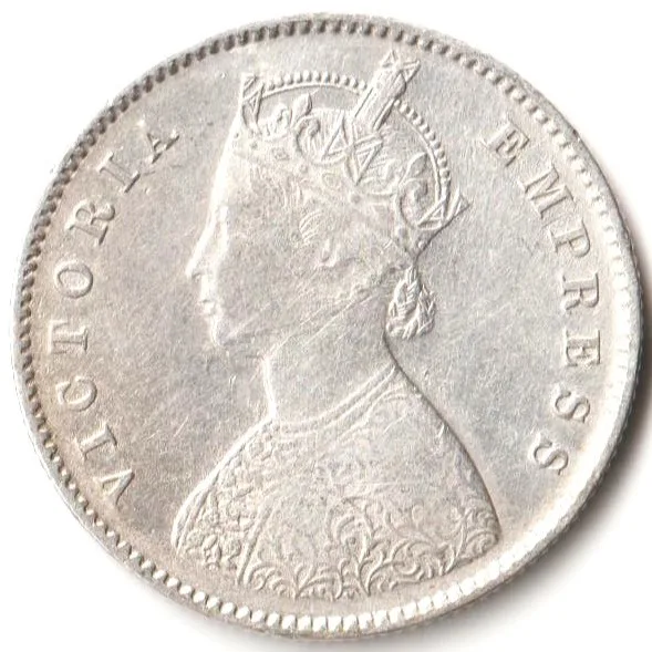 Half Rupee 1899 Calcutta Mint of Victoria Empress Scare Collectible British India Silver Coin