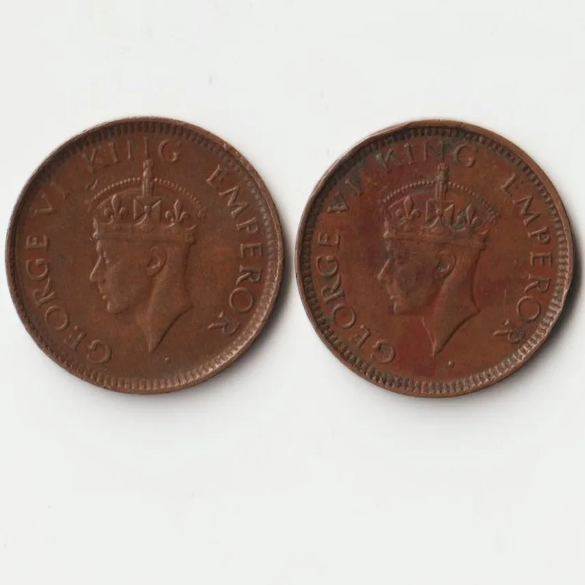 Extremely Rare Combo Set of 1/12 Anna 1941 Bronze Coin Of King George VI British India Coinage