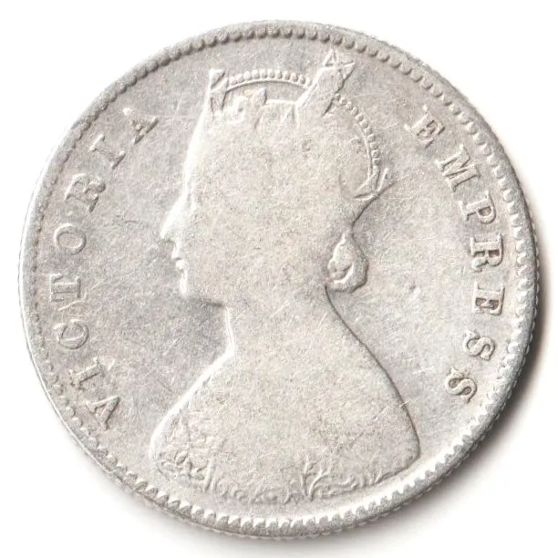 Rare Half Rupee 1886 of Calcutta Mint of Victoria Collectible British India Silver Coin