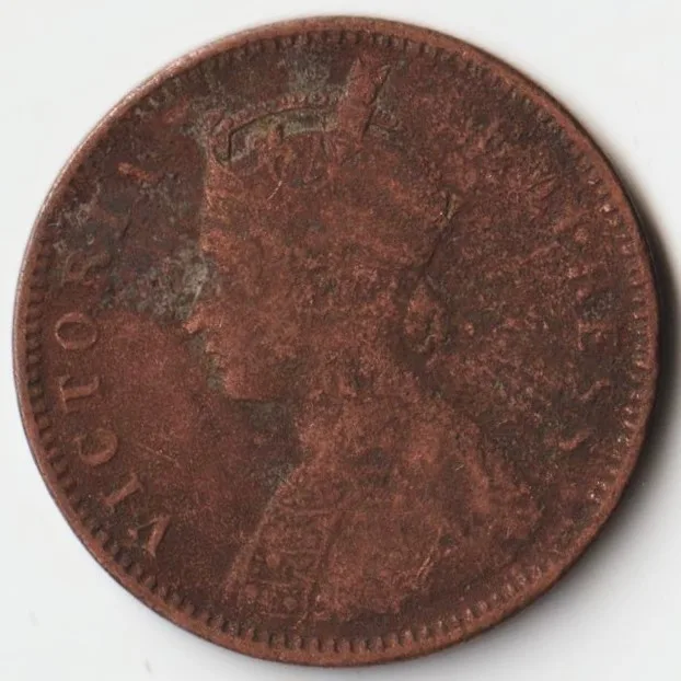 Rare One Quarter Anna 1884 Copper Coin of Queen Victoria British India Coinage