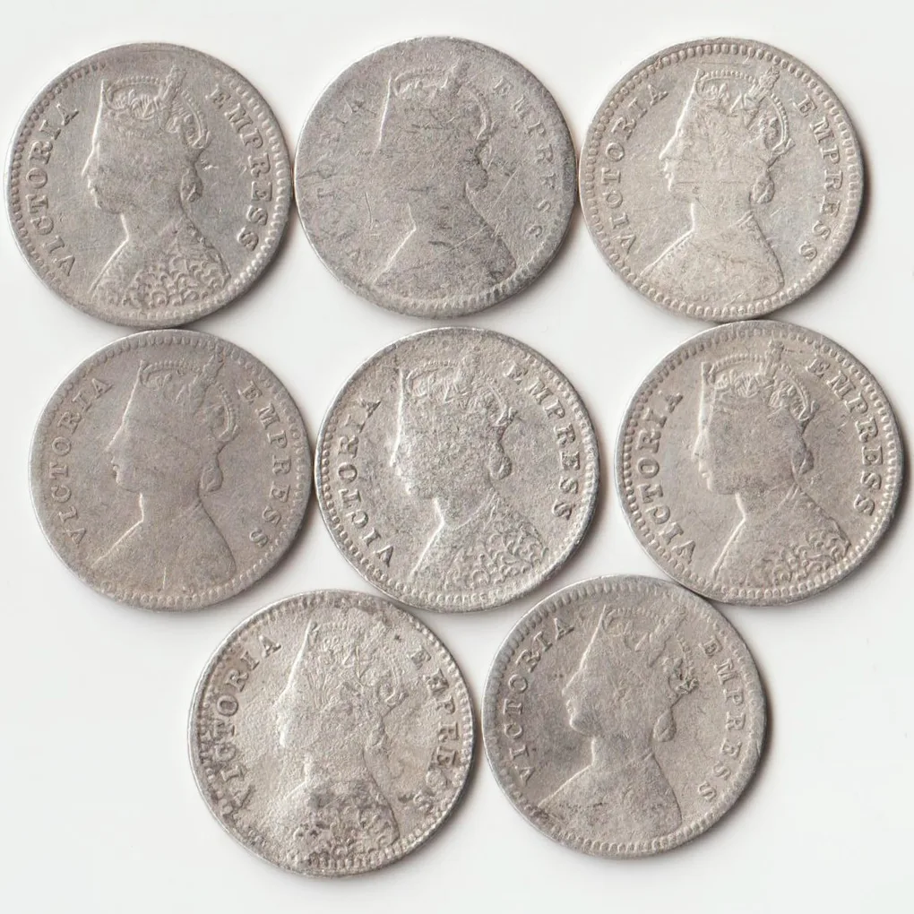 Rare Two Anna 1897 Victoria Empress Silver Coin of British India Coiange Randomly Single Coin given from a Lot