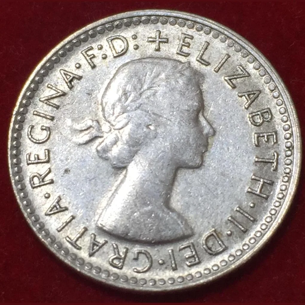 1958 Australia 6 Pence - Elizabeth II with "F:D:" Silver Coin #N238