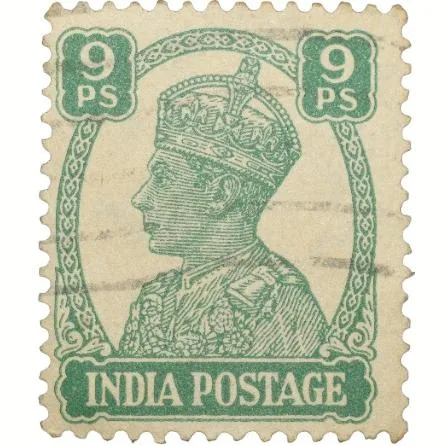Postal Stamp of George VI 9 Pies Green Colour - Used Condition as per Image.