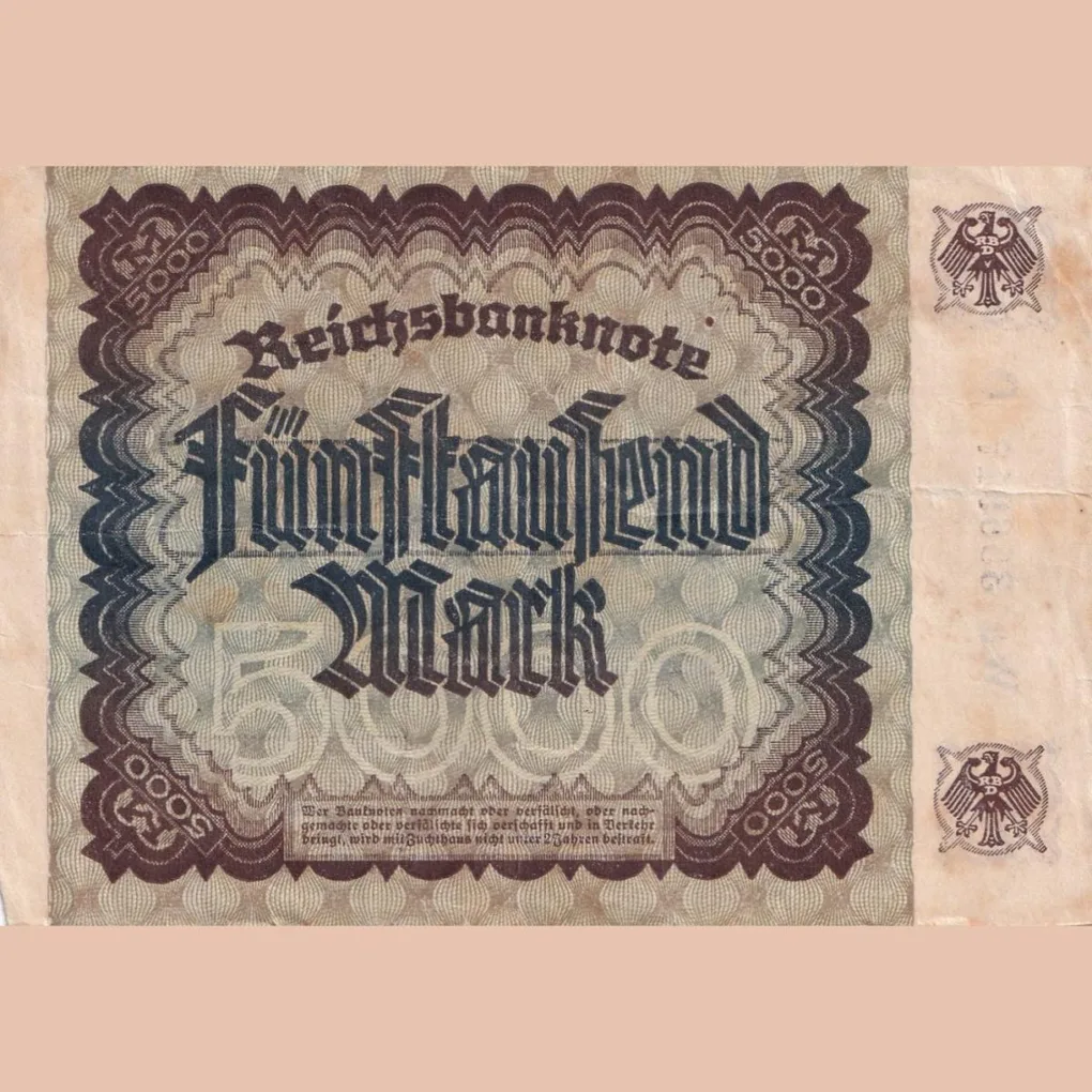 Germany 5000 ; ( 1922 )Mark Reichsbanknote Rare Price
