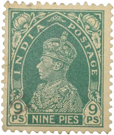 Postal Stamp of George VI 9 Pies Green Colour - Used Condition as per Image.