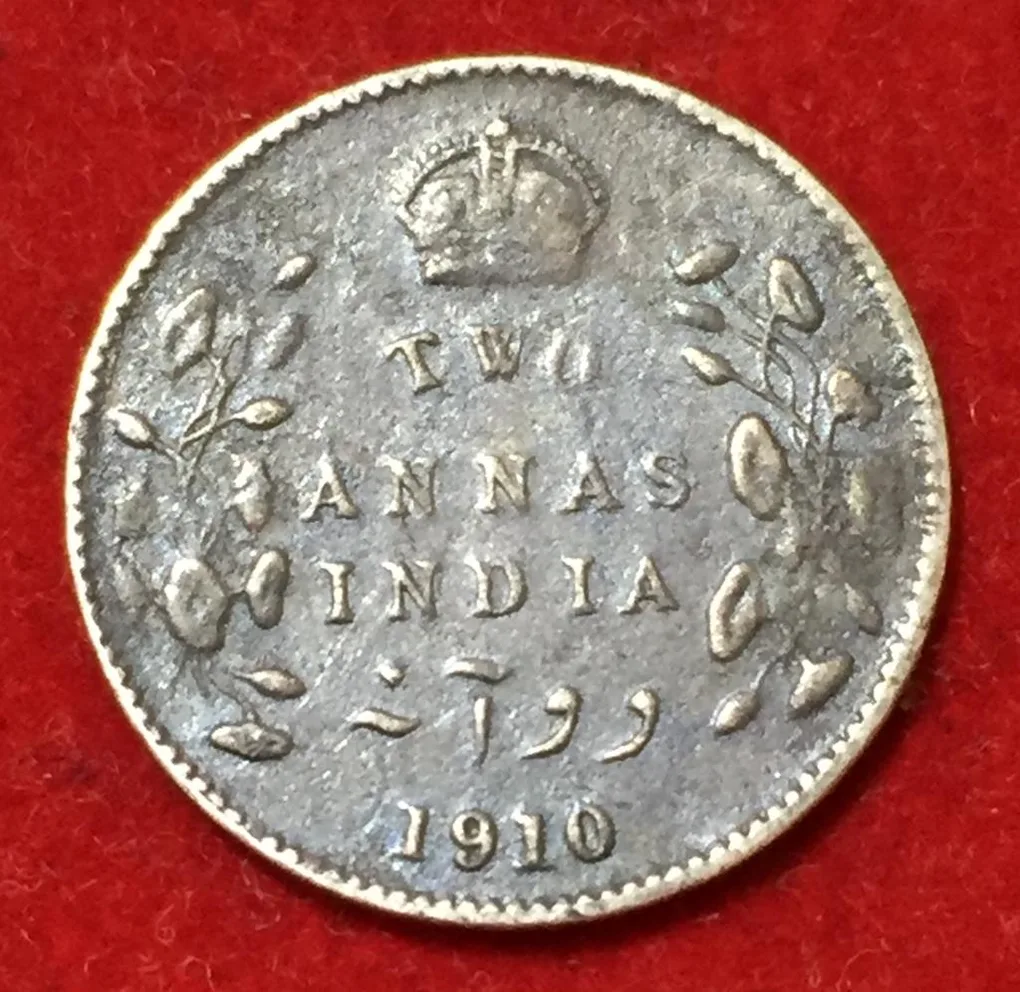1910 India - British 2 Annas - Edward VII Rare Coin Lowest Price #N51