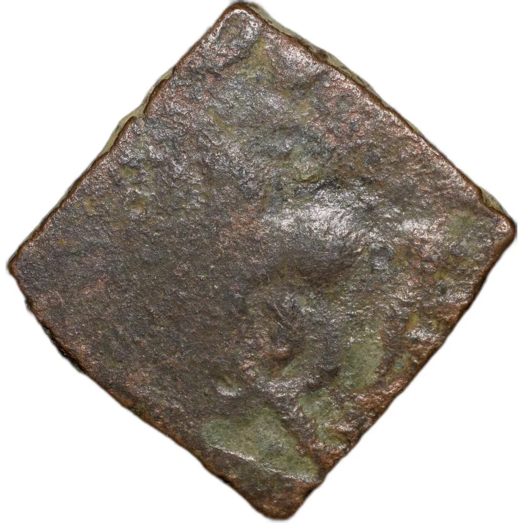 Copper Coin of Ujjaini (2nd Cen. BC) with Deer/Ujjaini-Svastika from Dashpur