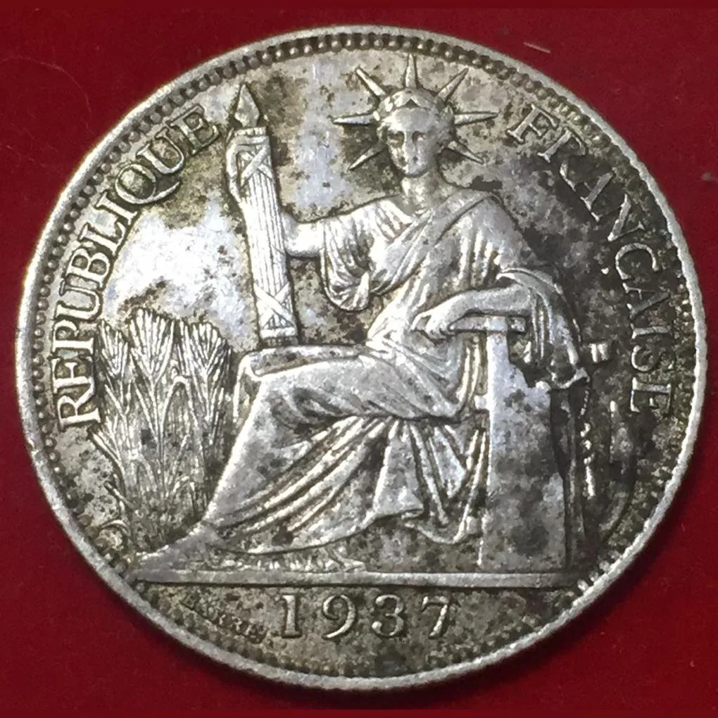 1937 French Indochina 20 Centimes Silver Coin #F28
