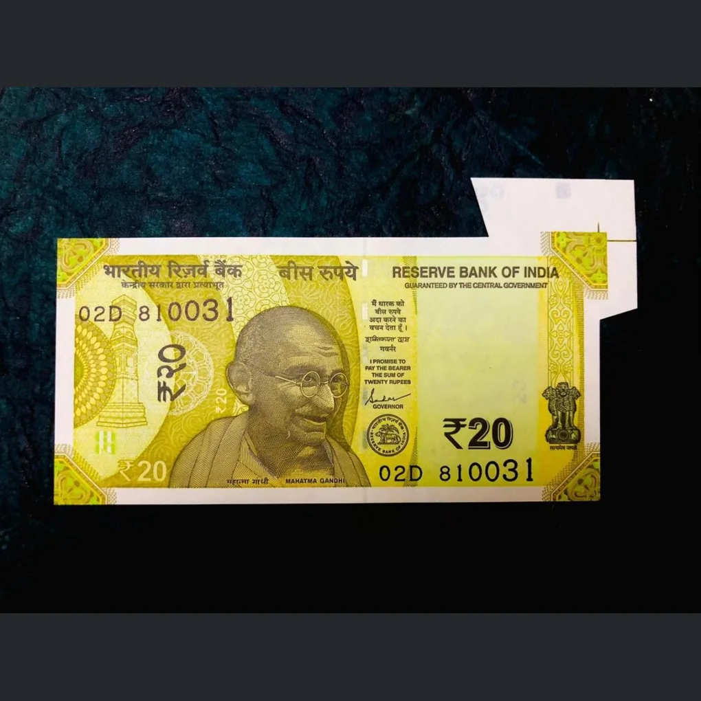 Rs 20 India Banknote Error Extra Paper Butterfly Error Very Unique Latest Issue