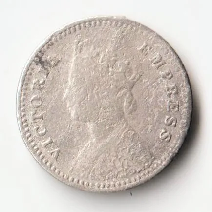 Rare 2 Anna 1887 of Queen Victoria Silver Coin Of British India