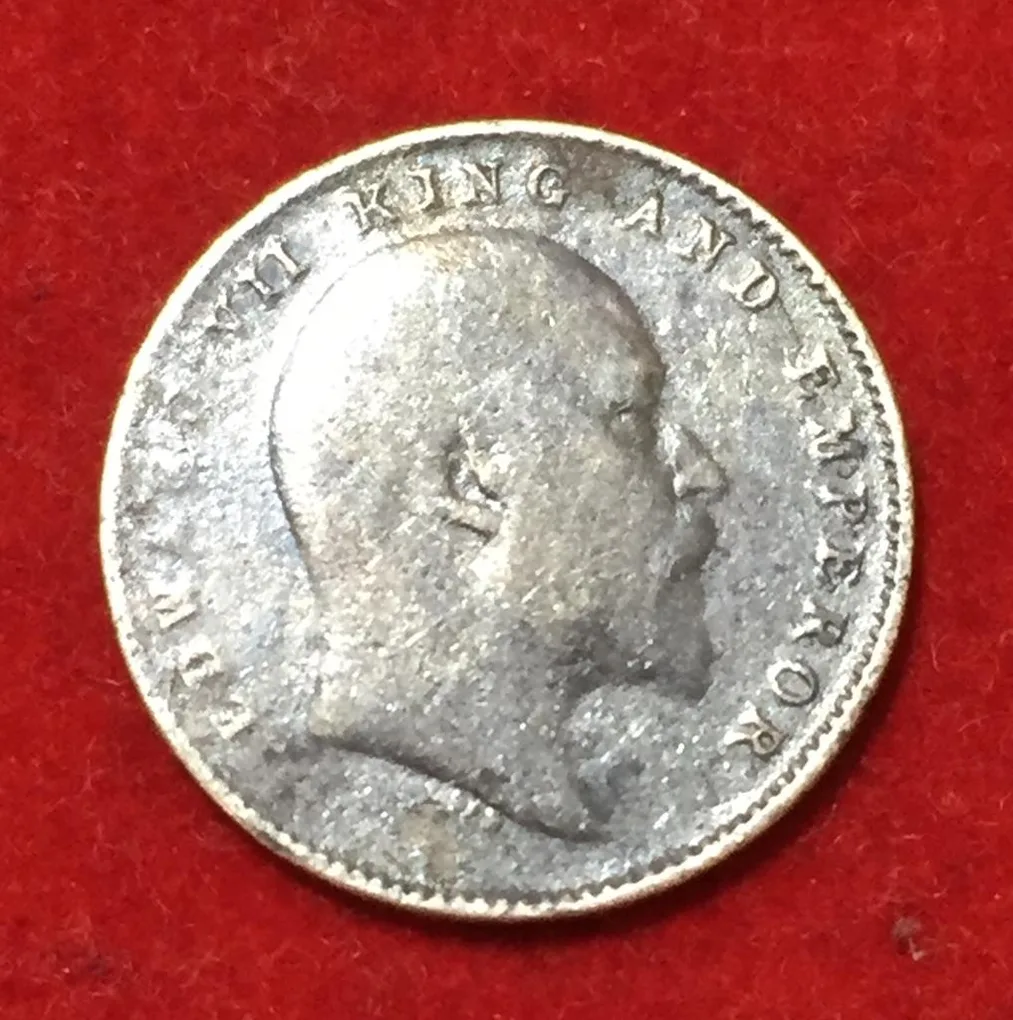 1910 India - British 2 Annas - Edward VII Rare Coin Lowest Price #N51