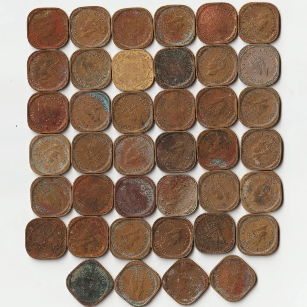 40 Coins Lot of 1/2 Anna Different Dates Nickel Brass Mixed Mints Collectible Coins of King George VI British India Coinage
