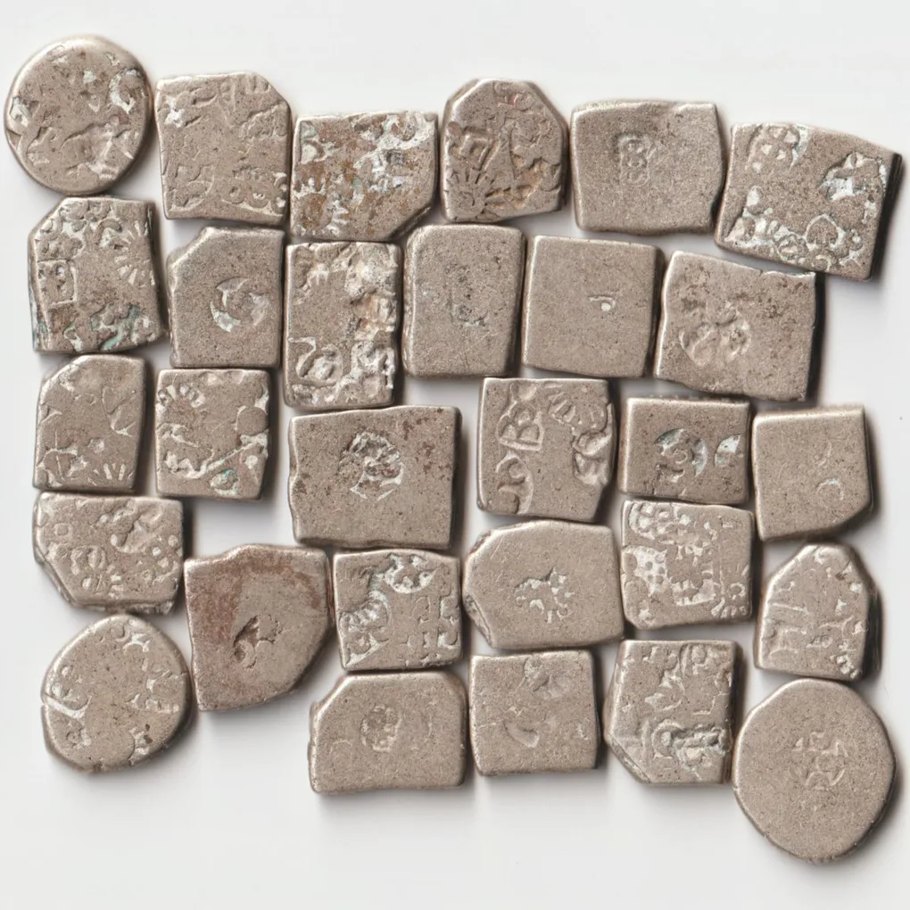 Extremely Rare Magadh Dynasty Silver Punch Mark Coins of Chandragupt Maurya Collectible Coins Randomly Single Coin Given From Set