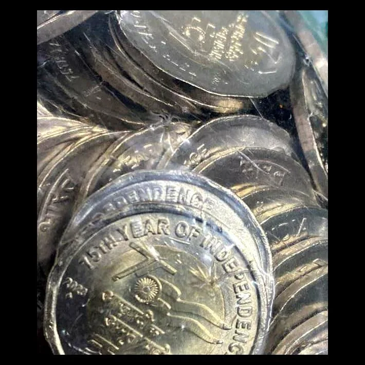 Latest New 20 Rupees Mumbai Mint 25 Coin Seal Pouch Famous AKAM Series 75 Year of Independence