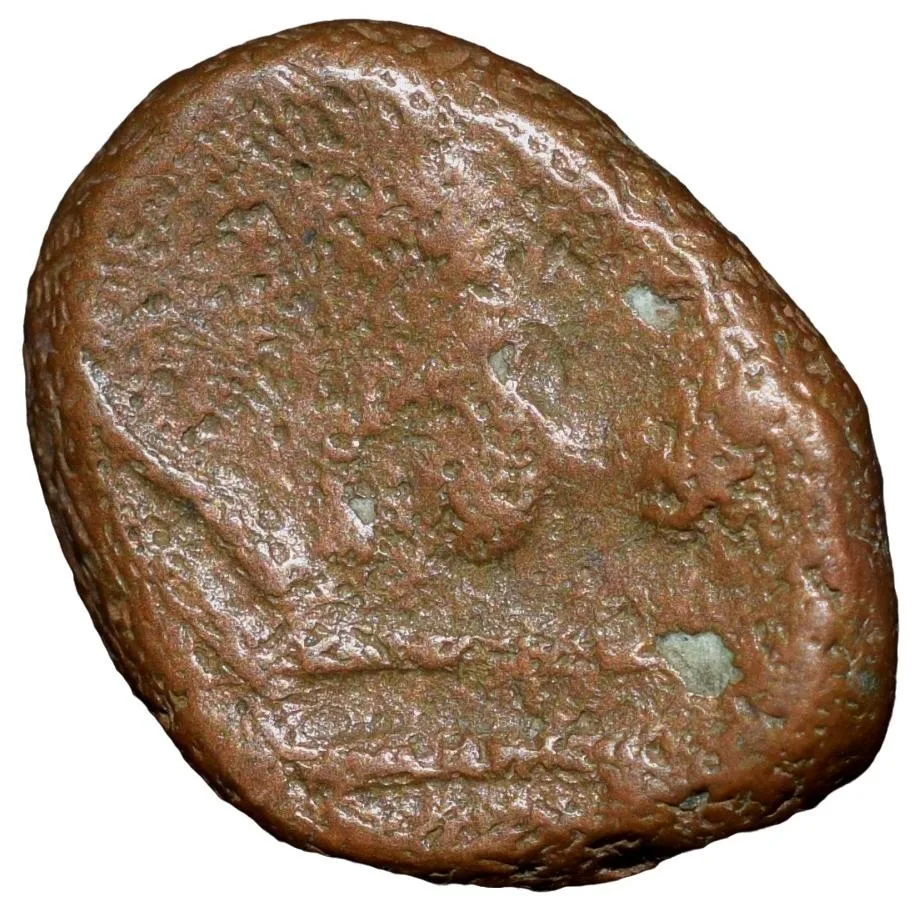 Copper Coin of Madurai Nayakas (17th Cen. AD) with Lord Ganesha/Floral Symbol