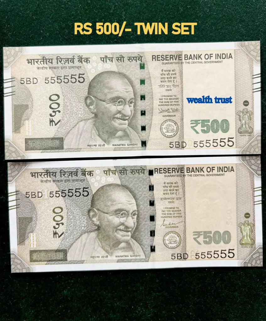 Rs 500 Twin Pair Gem Unc Very Unique Banknote Set Super Solid Number 5BD 555555