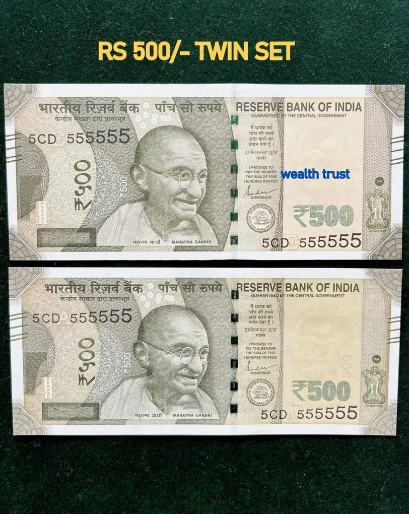 Rs 500 Twin Pair Gem Unc Very Unique Banknote Set Super Solid Number 5CD 555555