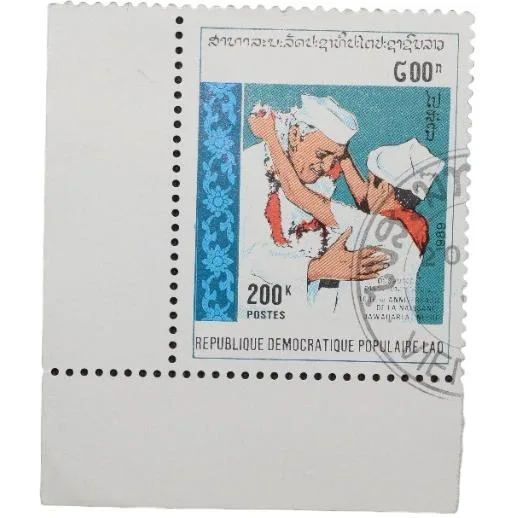 Postal Stamp of Laos Country with Jawahar Lal Nehru - 1st Prime Minister of India - Used Condition a
