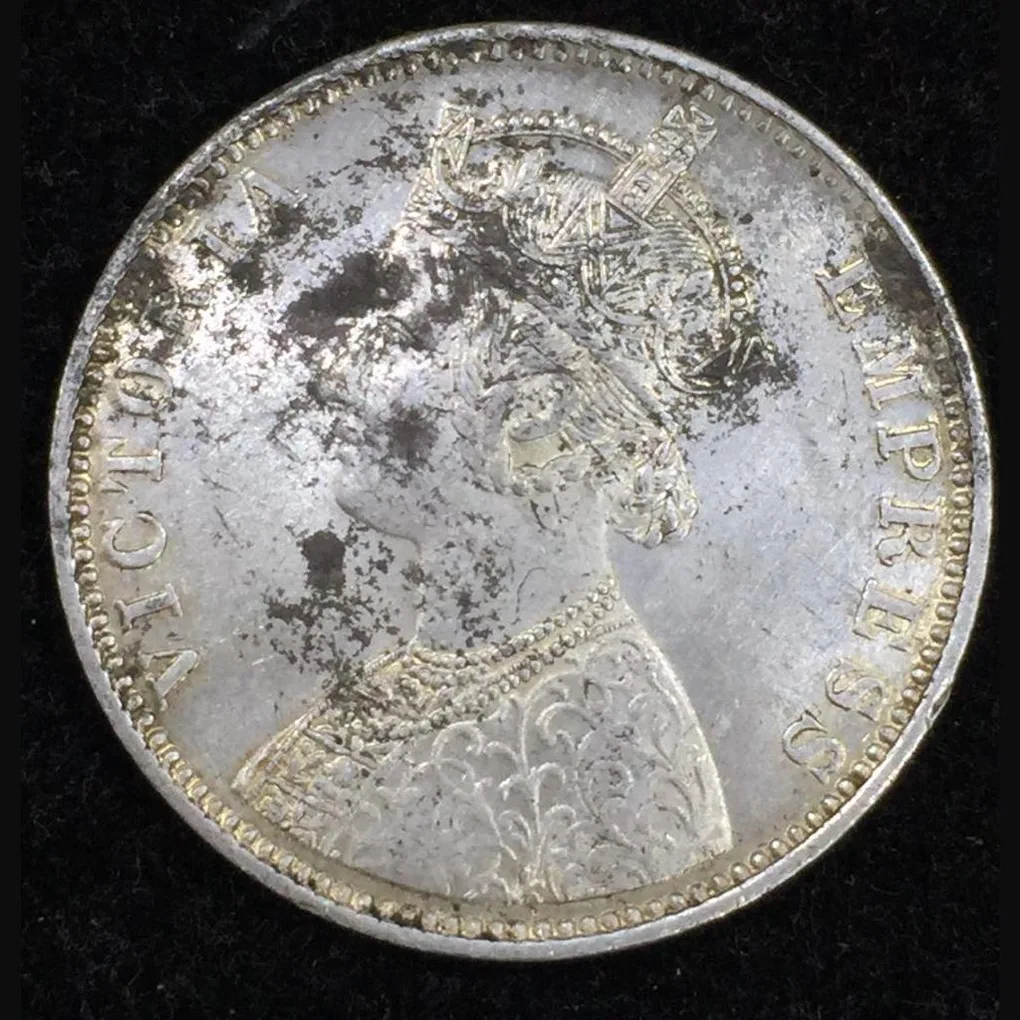 1901 British India Victoria Silver One Rupees High Detailing Rare Coin #7862