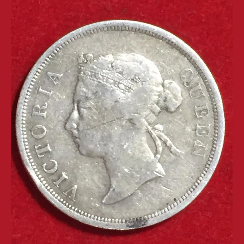 1895 Straits Settlement , British malaysia 50 cent Victoria Silver Very Rare Coin # o-4
