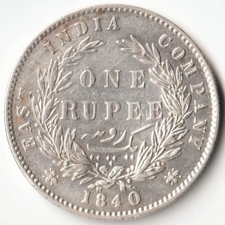 Top Grade One Rupee 1840 Silver Coin of Divided Legend Queen Vicotria British India Coinage