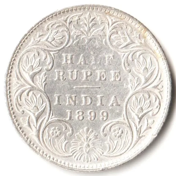 Half Rupee 1899 Bombay Mint Victoria Empress Scare High Grade Collectible British India Silver Coin