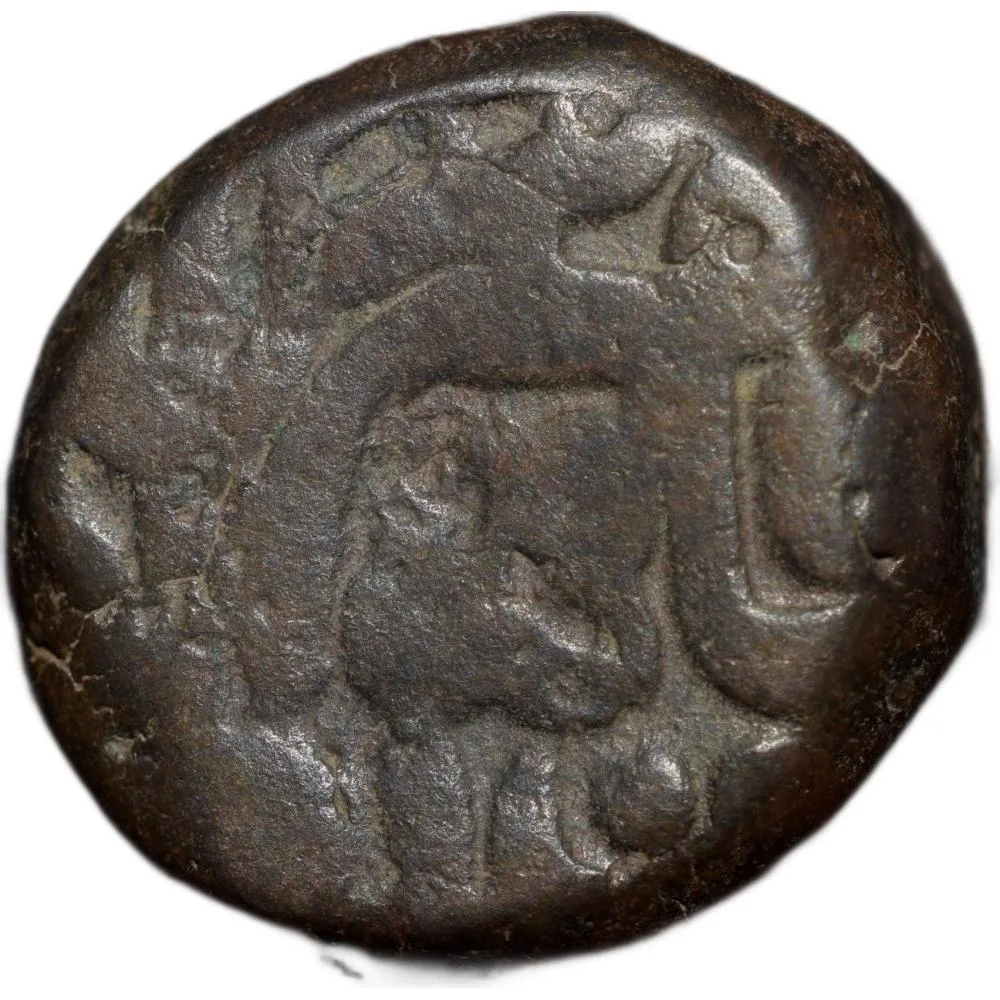Copper Dam of Akbar (AD 1556-1605) of Chittor Mint Semi-Tugra Style