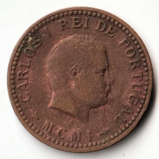 1/8 Tanga 1901 Copper Coin of Carlos 1 REI DE Portugal MCM1 Portuguese India