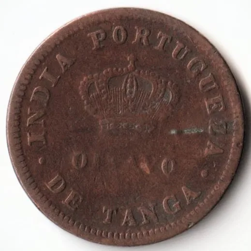 Portuguese 1/8 Oitavo De Tanga Luiz L 1884 Calcutta Mint Copper Coin Of Portuguese India