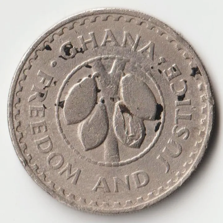 Rare Ghana 20 Pesewas 1967 to 1979 Copper-Nickel Coin of Republic Ghana
