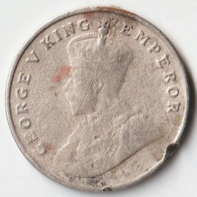 8 Anna 1919 Copper-Nickel Coin of George V British India Coinage