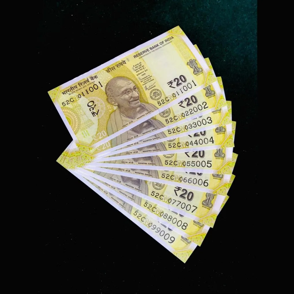 Rs 20 India banknote Semi Fancy set 011001 to 099009 Unc Unique and Rare