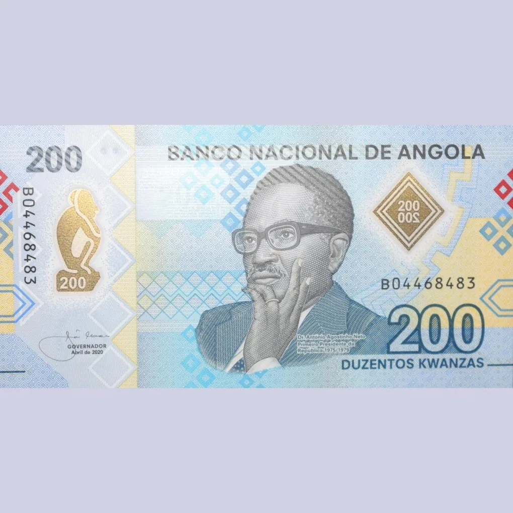 200 Kwanzas of Angola Country (AD 2020) with Piedras Negras de Punduandongo in Malanje