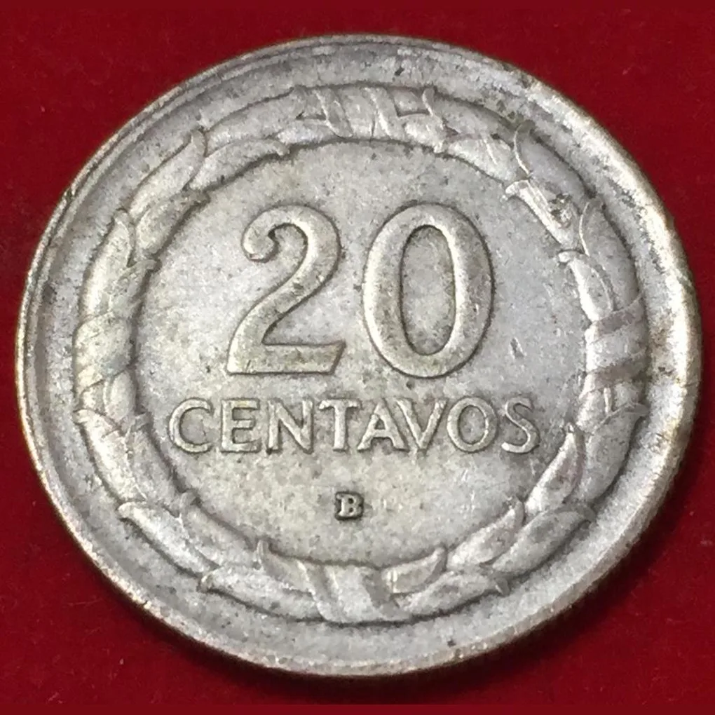 1945 Colombia 20 Centavos Silver Coin #F23
