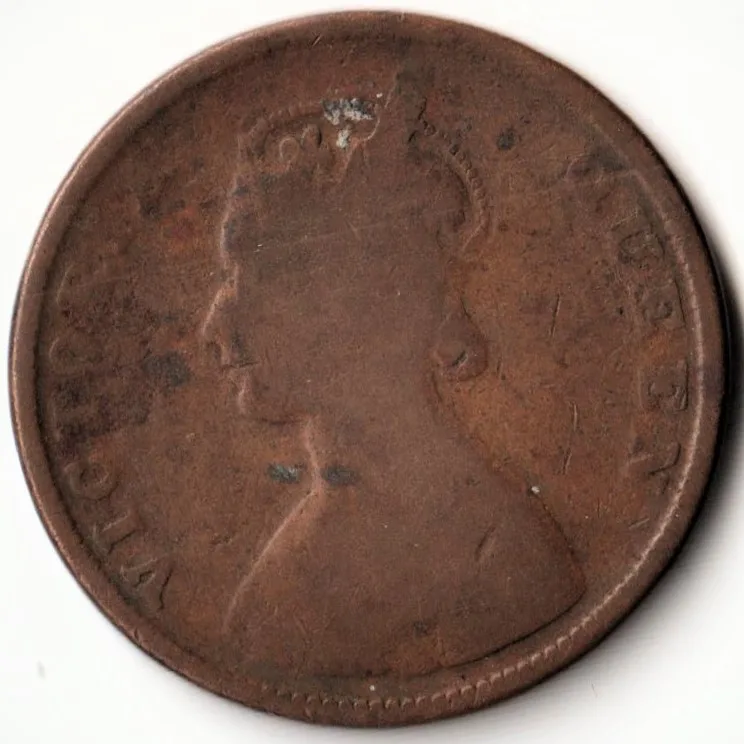 Rare 1/2 Half Anna 1862 Copper Coin of Victoria Queen British India Coinage