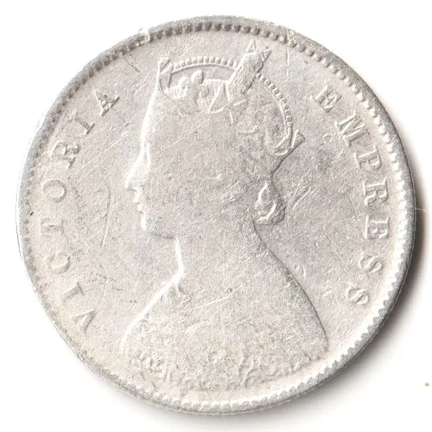 Rare Half Rupee 1889 of Calcutta Mint of Victoria Collectible British India Silver Coin