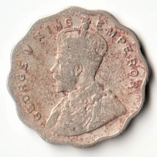Rare One Anna 1928 Copper-Nickel Coin of King George V British India Coinage