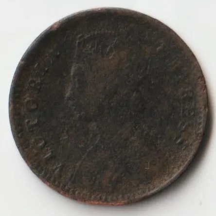 Rare 1/12 Anna 1883 Copper Coin of Victoria Queen British India Coinage