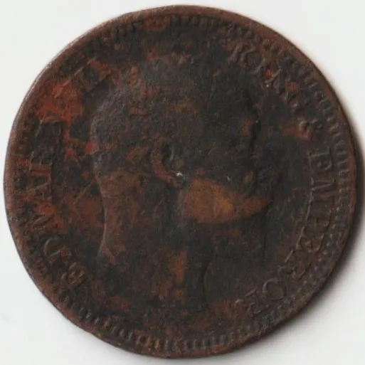 Rare 1/2 Pice 1910 Bronze Coin of King Edward VII British India Coinage