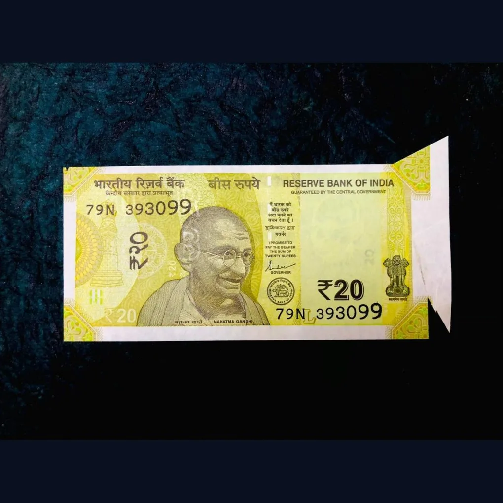 Rs 20 India Banknote Error Extra Paper Butterfly Error Very Unique Latest Issue Unique and Rare