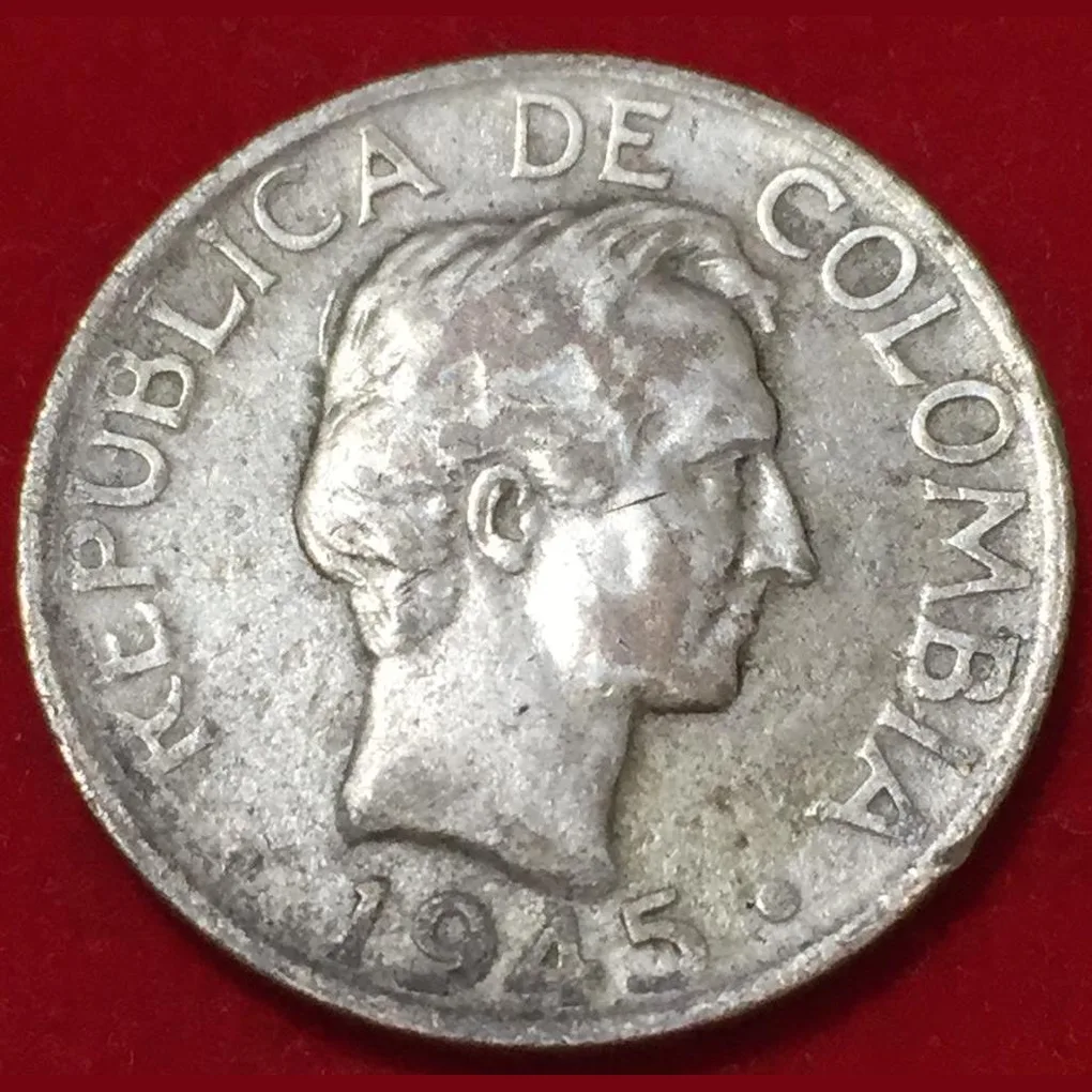 1945 Colombia 20 Centavos Silver Coin #F23